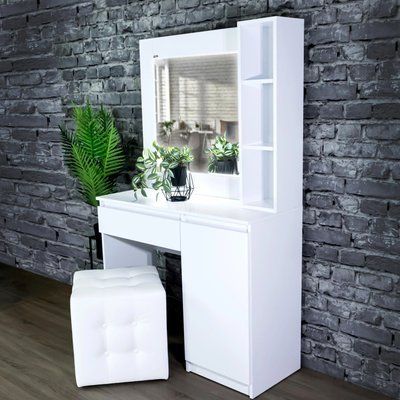 Стіл макіяжний Mirror Ideas Led 160х100х40 см Білий MP11321531 фото